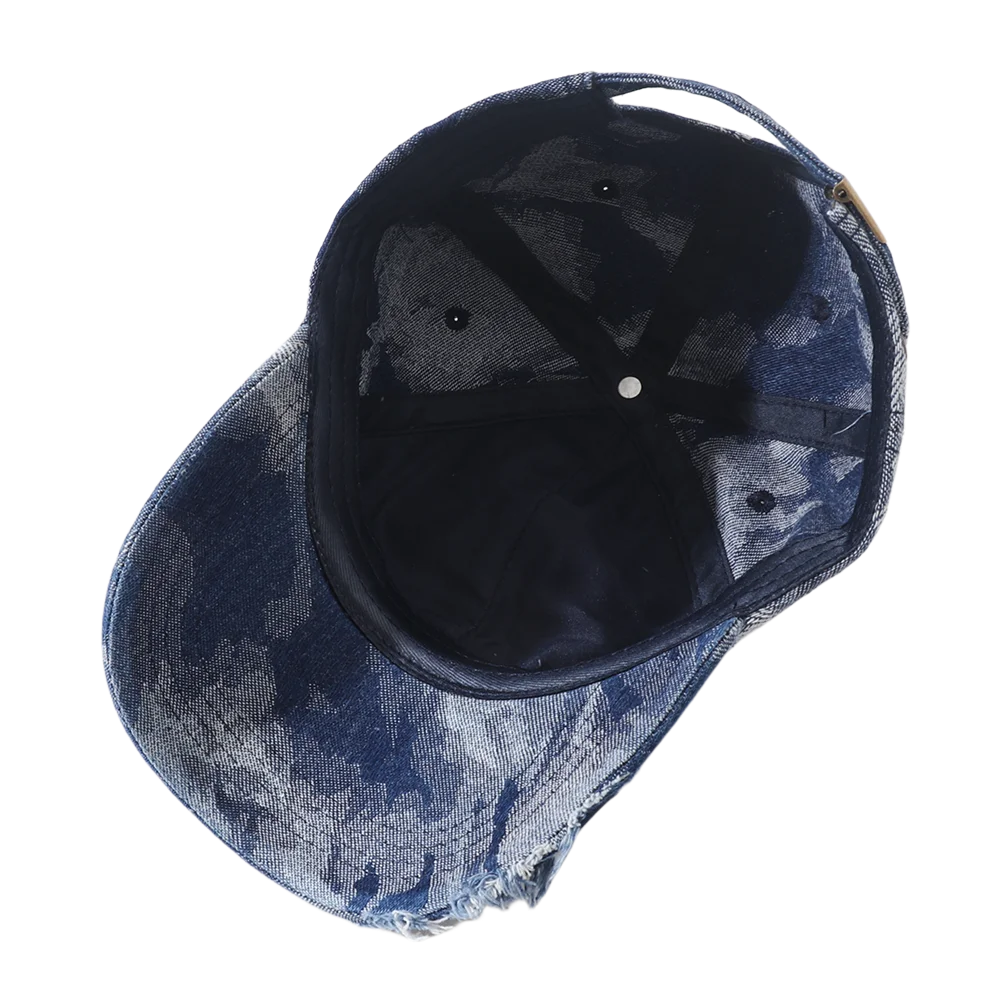 Vintage Distressed Denim Baseball Cap Hip Hop Streetwear Washed Ripped