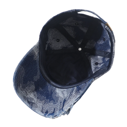 Vintage Distressed Denim Baseball Cap Hip Hop Streetwear Washed Ripped