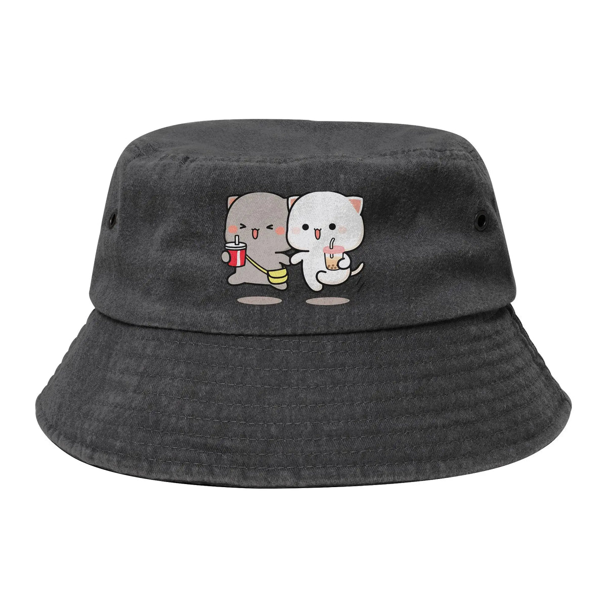 Peach And Goma Love Call Bucket Hat Vocation Mochi Cat