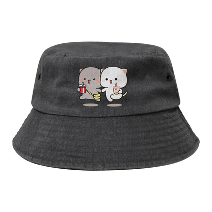 Peach And Goma Love Call Bucket Hat Vocation Mochi Cat
