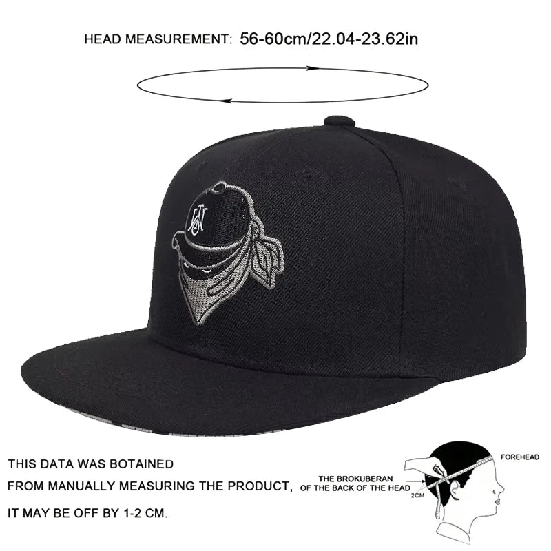Unisex Masked Embroidery Hip-hop Hats Snapback Cap Baseball Caps
