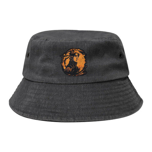 Teen Washed Denim Bucket Hat Anime Naruto