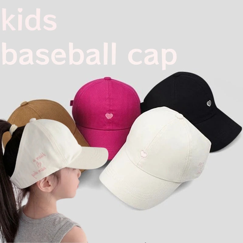 Children Sun Hat Girls Ponytail Duckbill Hats Kids Empty Top Baseball Cap