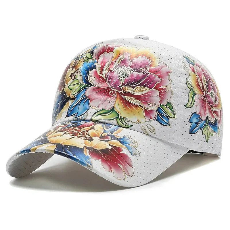 Flower Sun Hats Printed Chinese Style Floral Sun Hats Baseball Hat