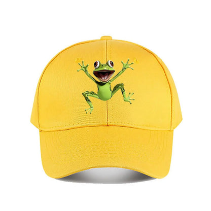 Cute Green Cartoon Frog Plastic Figurine Baseball Cap