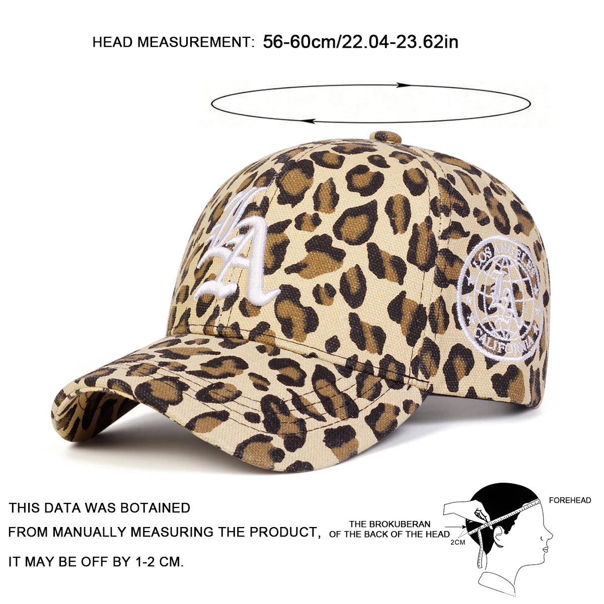 Unisex Gothic LA Embroidery Leopard Print Baseball Caps Spring Autumn