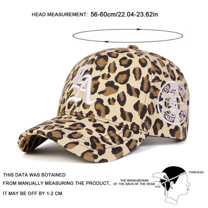 Unisex Gothic LA Embroidery Leopard Print Baseball Caps Spring Autumn