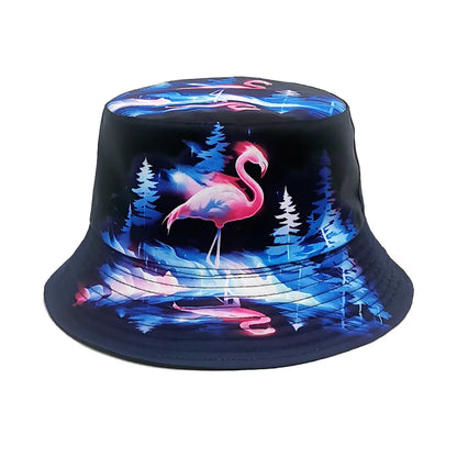 Double-sided Yellow Duck Print Pattern Panama Summer Sunscreen Fisherman Cap Bucket Hat