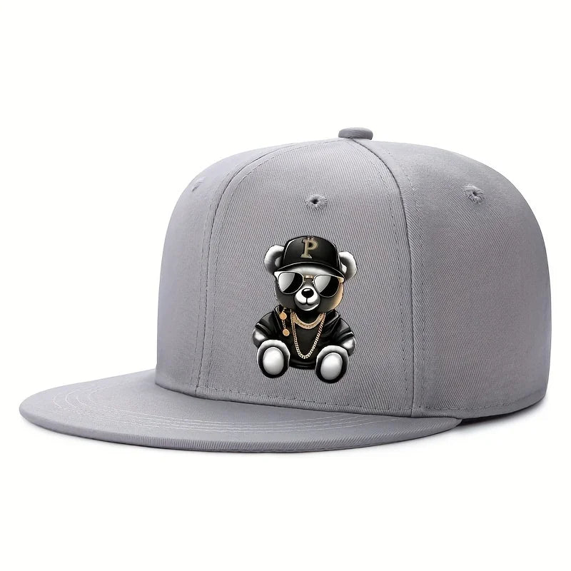 Adjustable Cartoon Bear Printed Hip Hop Baseball Cap Snapback Hat