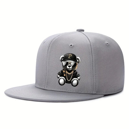 Adjustable Cartoon Bear Printed Hip Hop Baseball Cap Snapback Hat