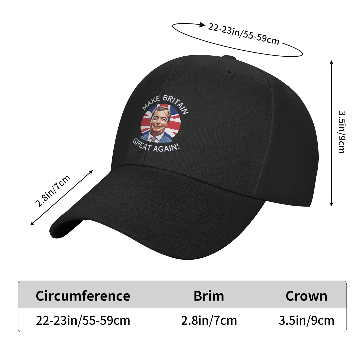 Support Nigel Farage Make Britain Great Again Casual Baseball Cap