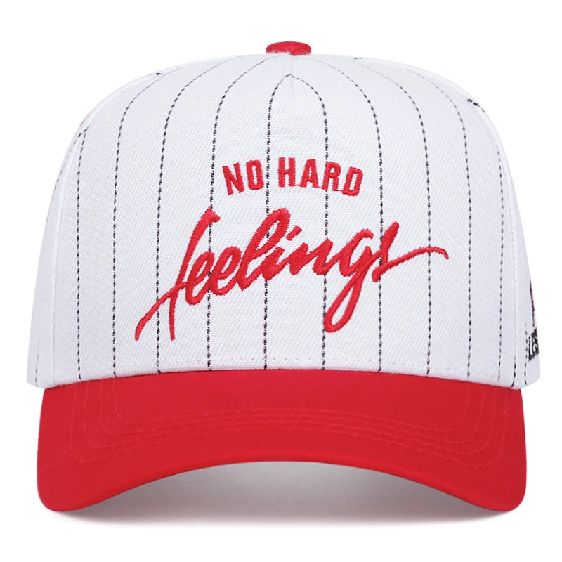 NO HARD Stripe Letter Rose Embroidery Baseball Caps
