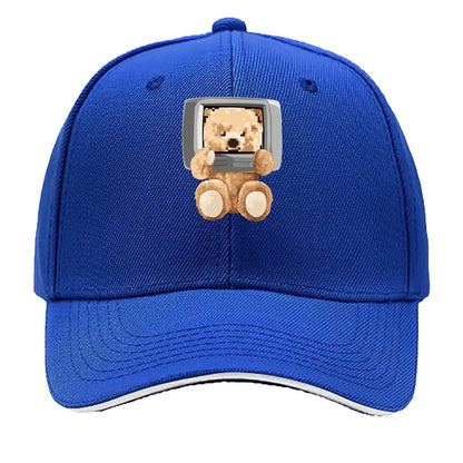 Kawaii Pixel Bear Computer Screen Cute Retro Art Baseball Cap