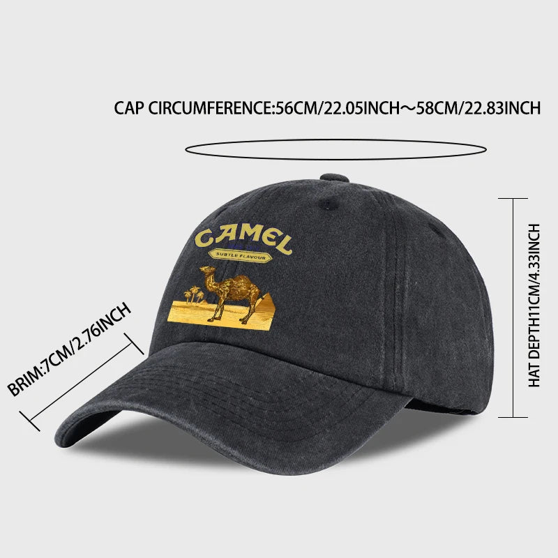 Vintage “Camel” Desert Scene Print Washed Baseball Cap