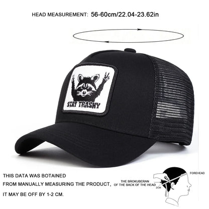 Unisex STAY TRASHY Raccoon Embroidery Baseball Caps