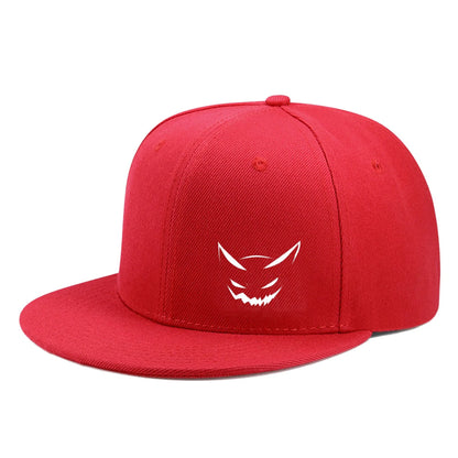 Cute Expression Printed Flat Brim Snapback Caps For Men And Women