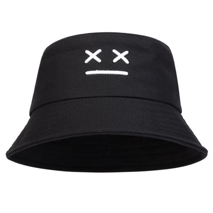 Unisex XX Smiling Face Embroidery Personality Bucket Hats
