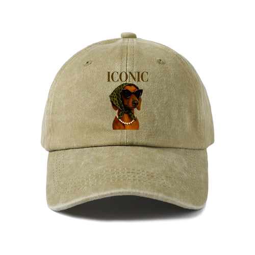 Dachshund Graphic Vintage Washed Baseball Cap