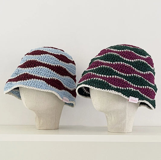 Fashion Colorful Gradient Stripe Woolen Hat Women's