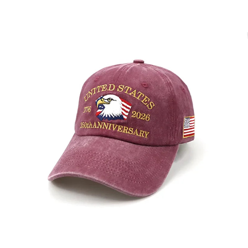United States 250th Anniversary Baseball Cap Embroidered American Flag Eagle