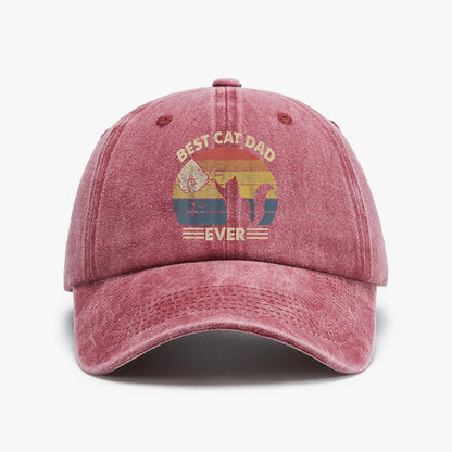 Mens Vintage Best Cat Dad Ever Bump Cat Lover Washed Baseball Cap