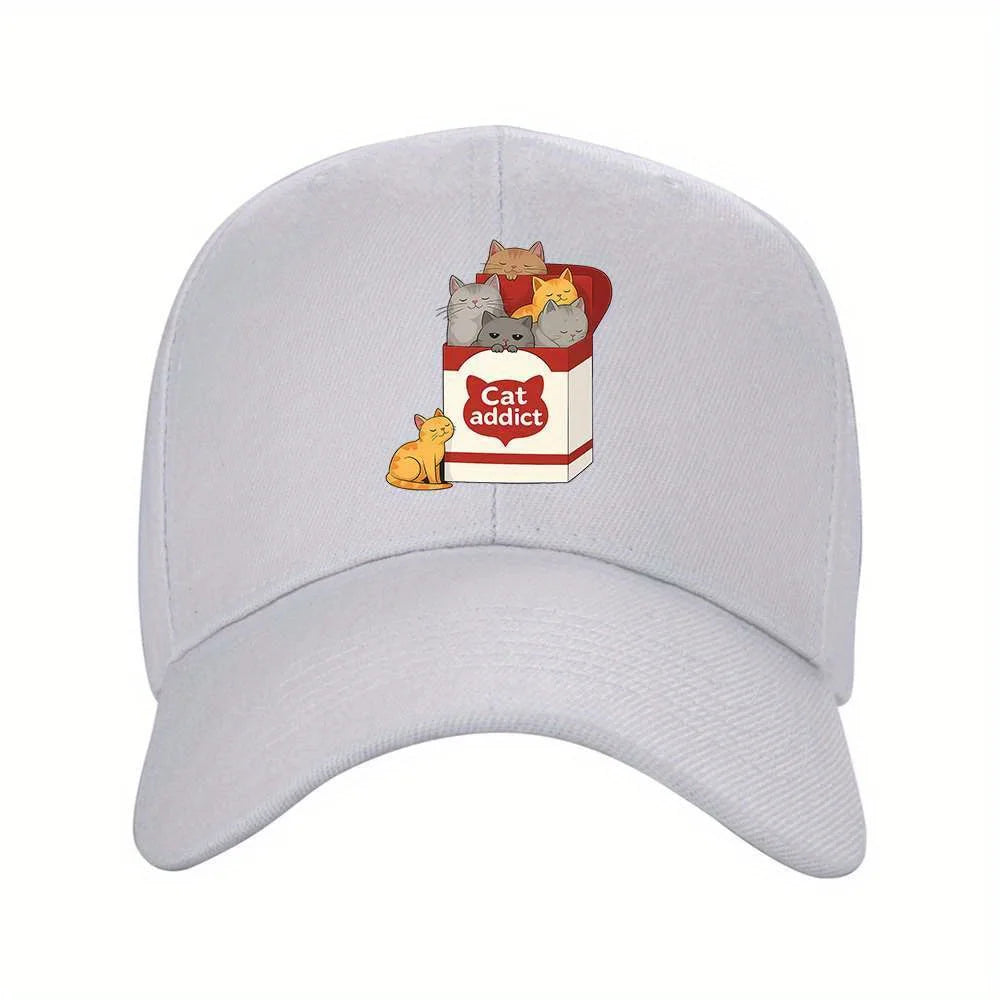 Cat Addict Box Graphic Baseball Cap