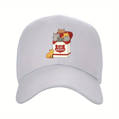 Cat Addict Box Graphic Baseball Cap