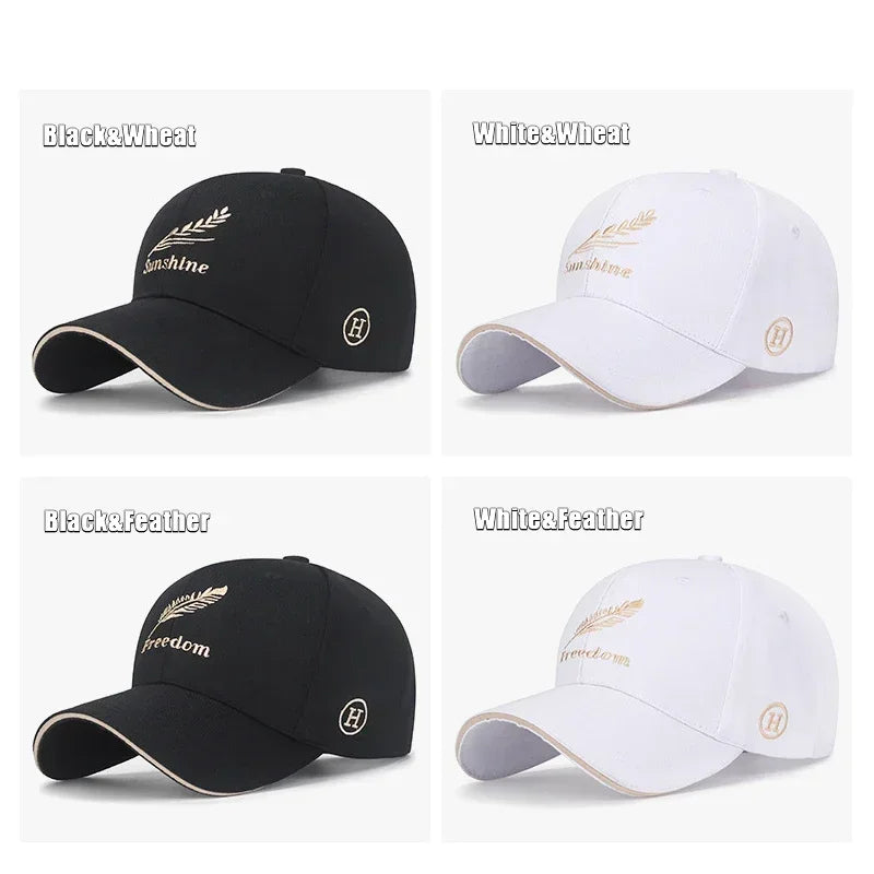Feather Wheat Ear Embroidery Cotton Baseball Cap