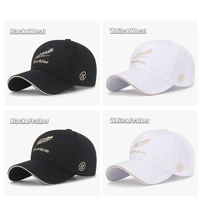 Feather Wheat Ear Embroidery Cotton Baseball Cap