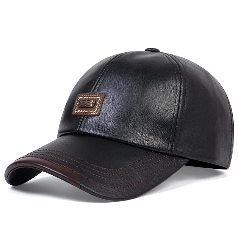 Pu Leather Letter Label Baseball Caps