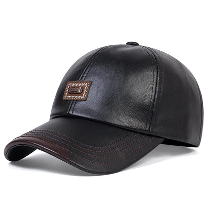 Pu Leather Letter Label Baseball Caps