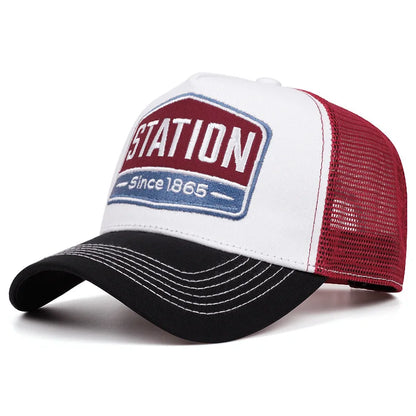 Unisex Baseball Cap Classic STATION Letter Pattern Mesh Cap