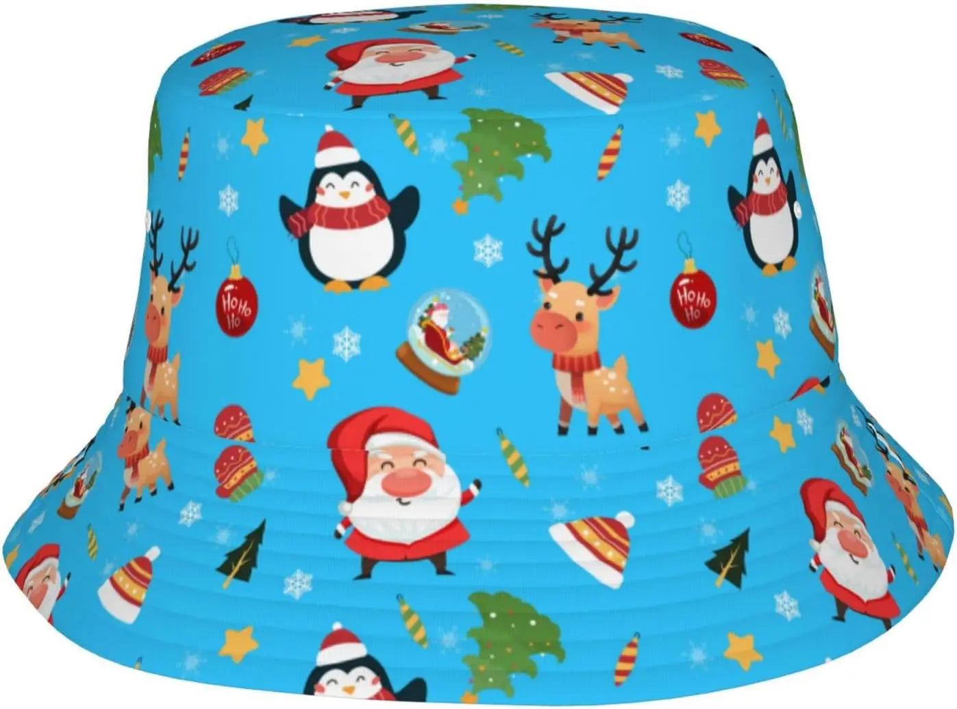 Merry Christmas Theme Bucket Hat Christmas Scenery Cute Sun Hat For Men Women