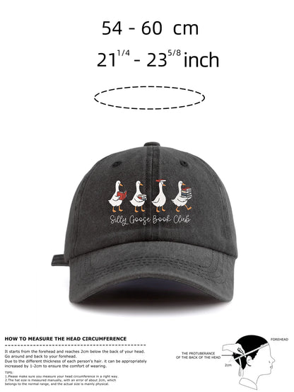 SILLY GOOSE Print Washed Baseball Cap For Adults