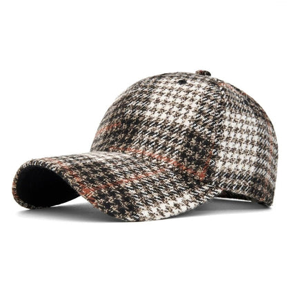 Hats For Men And Women New Classic Plaid Baseball Cap Hard-Brimmed Face-Slimming