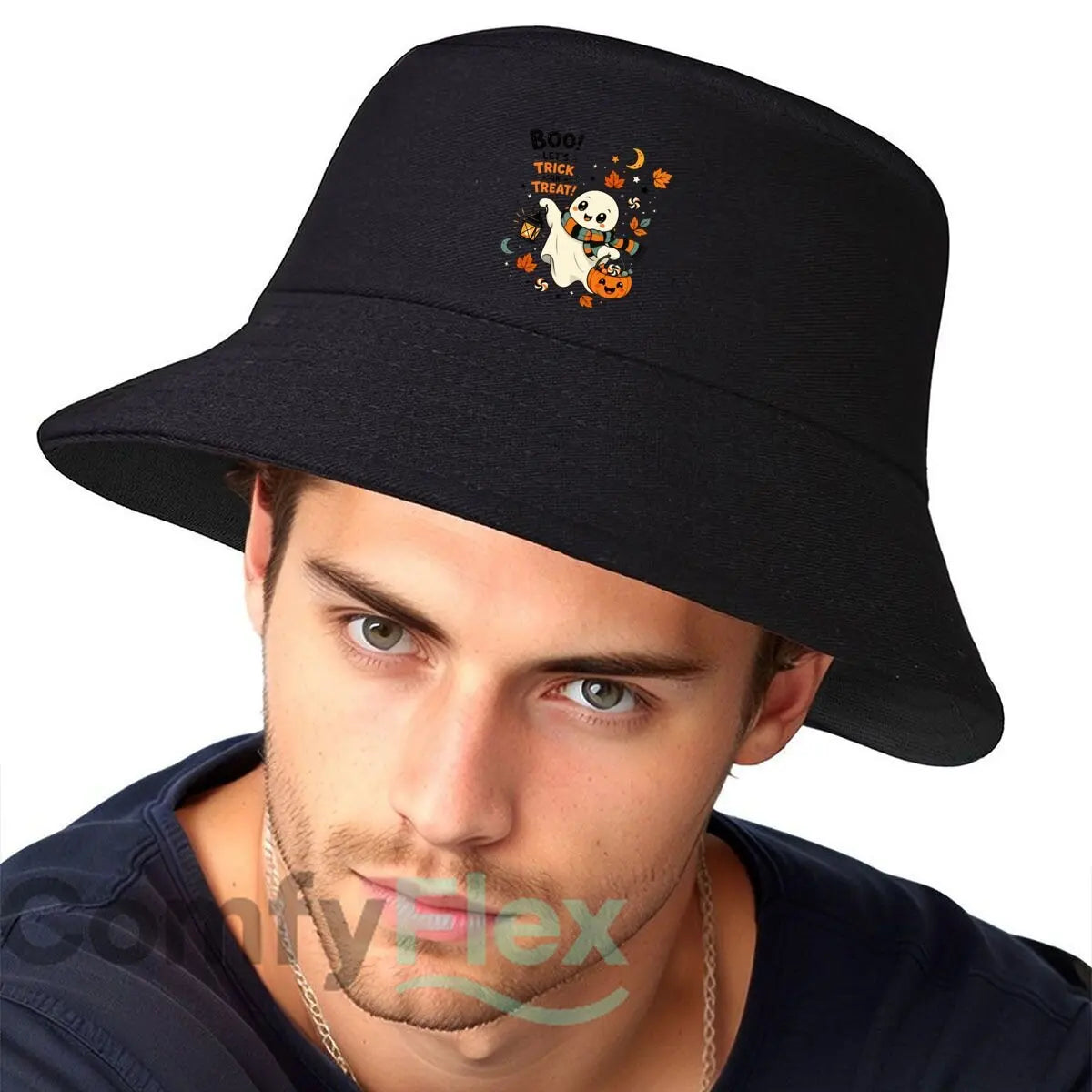 Cute Halloween Ghost Autumn Treat Bucket Hat