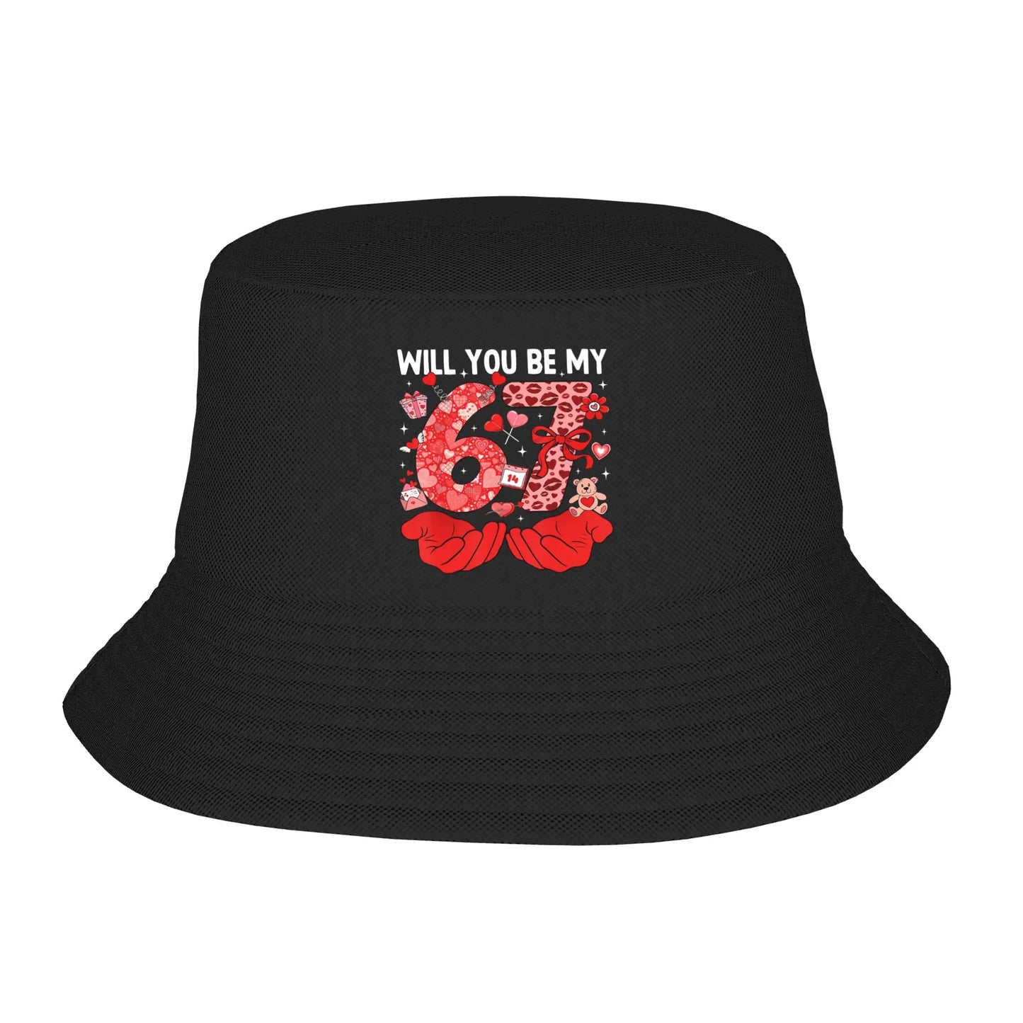 Happy 67 Valentine‘s Day Leopard Plaid Six Seven Bucket Hat