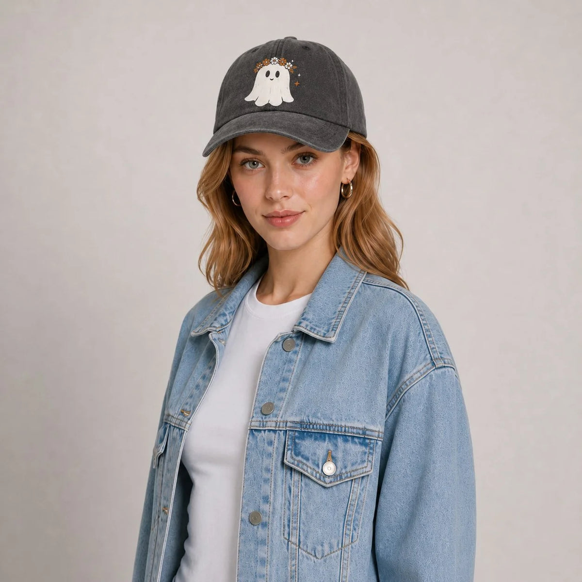 Floral Crown Ghost Graphic Baseball Cap