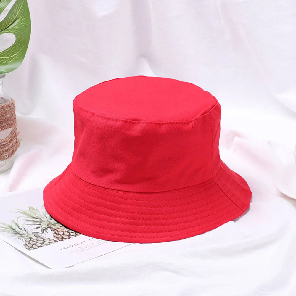 Fashion Cotton Bucket Hats Summer Foldable Sunscreen Panama Hat Solid Color