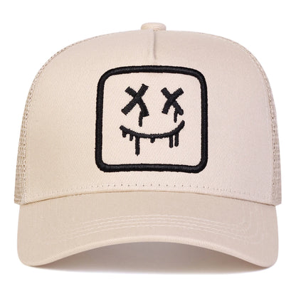 Unisex XX Smiling Face Embroidery Baseball Net Caps Spring Summer