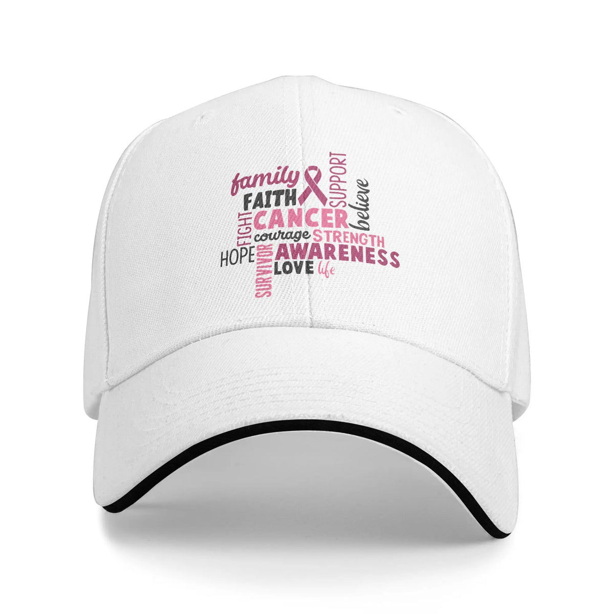 October We Wear Pink Rainbow Breast Cancer Awareness Ribbon Sandwich Cap Baseball Cap
