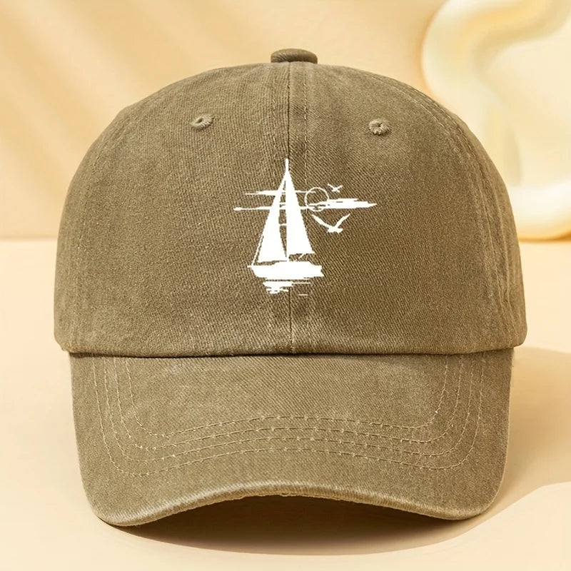 Sailing Printed Retro Washed Baseball Cap
