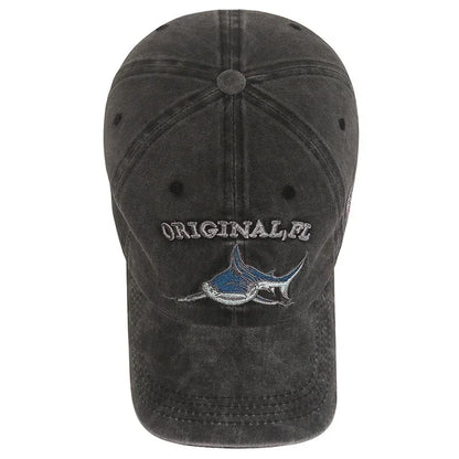Popular Cartoon Washed Embroidered Shark Baseball Cap