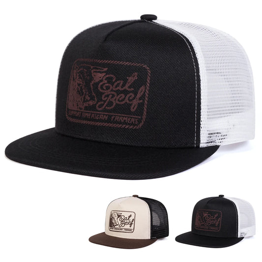 Unisex EAT BEEF Letter Embroidery Hip-hop Hat Snapback Cap