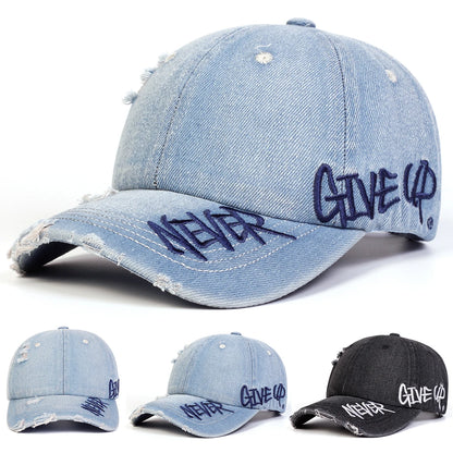 Unisex NEVER GIVE UP Letter Embroidery Baseball Caps