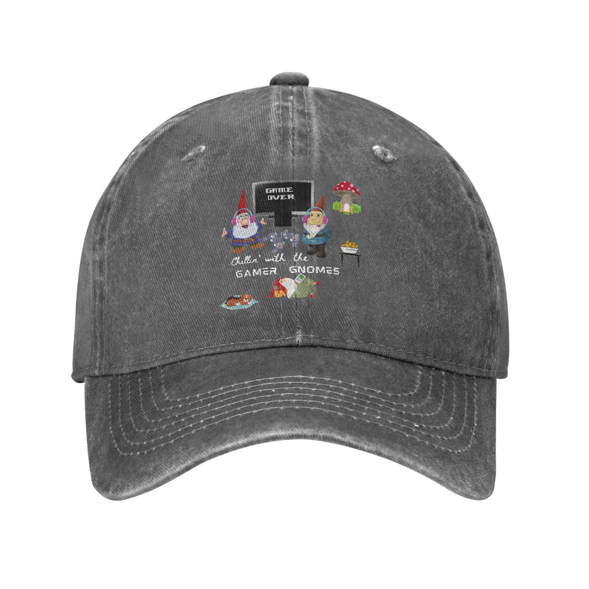 Fashion Video Games Gamer Gnomes Chilling Out Enjoying Life Baseball Cap