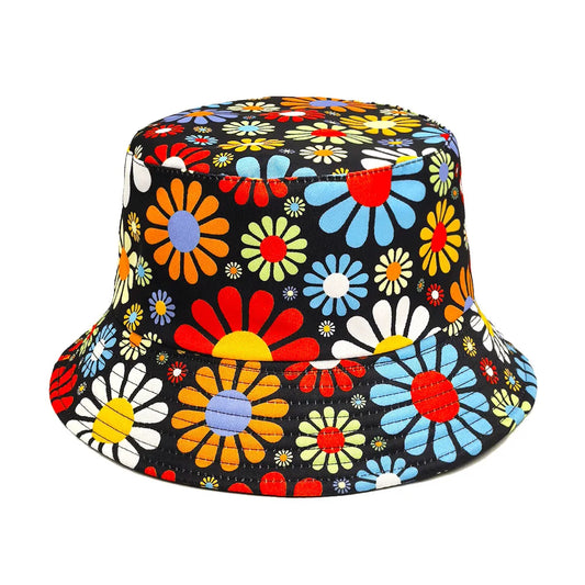 Colorful Floral Print Panama Bucket Hats