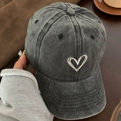 Pink Bow Baseball Cap For Women Y2K Korean Washed Denim Snapback Hat