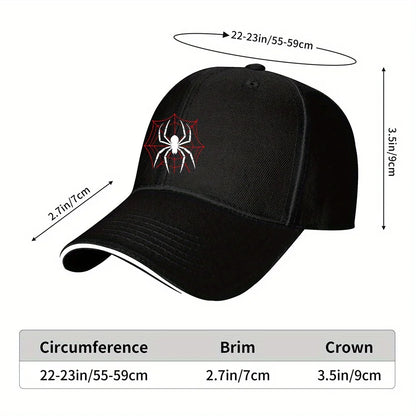 Spider Web Graphic Baseball Cap Black Polyester