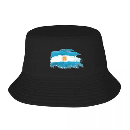 Men Women Bucket Hats Argentina Flag Summer Beach Hatwear